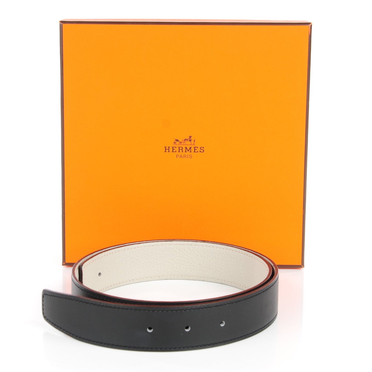 Chamonix Taurillon Clemence 32mm Belt Strap 75 Black Gris Perle