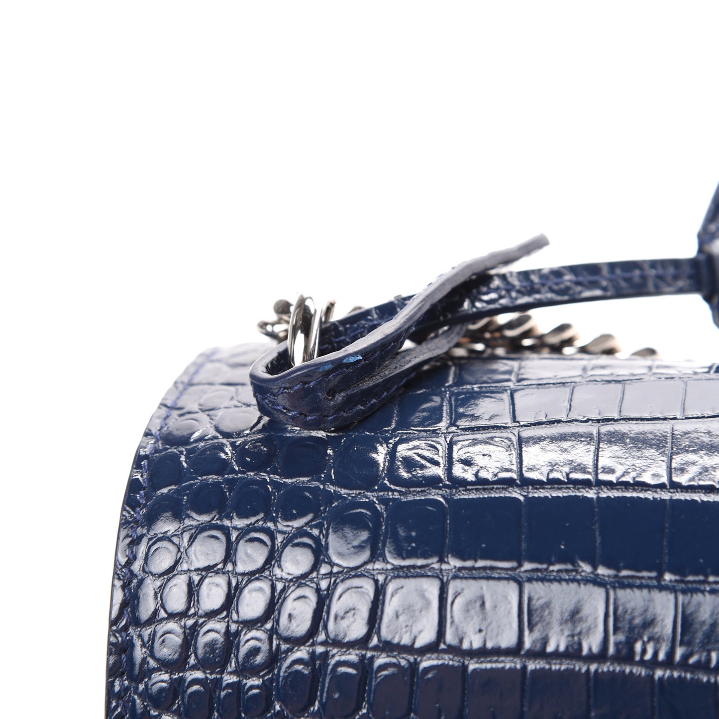 Calfskin Crocodile Embossed Medium Monogram Sunset Navy