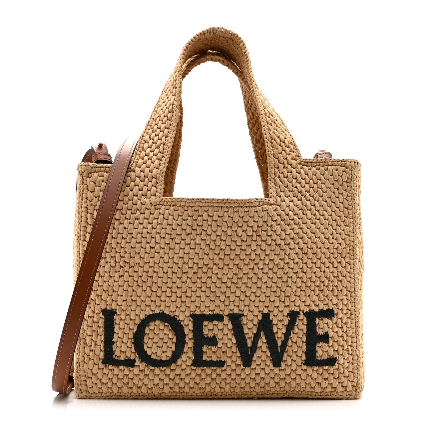 Raffia Small Paula's Ibiza Logo Tote Natural Tan Natural Tan