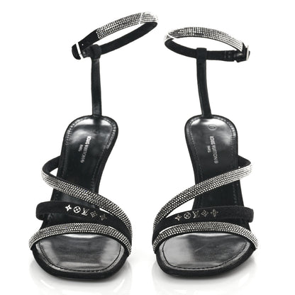 Louis Vuitton Suede Goat Rhinestone Appeal Sandals 37.5 Black 5 of 8