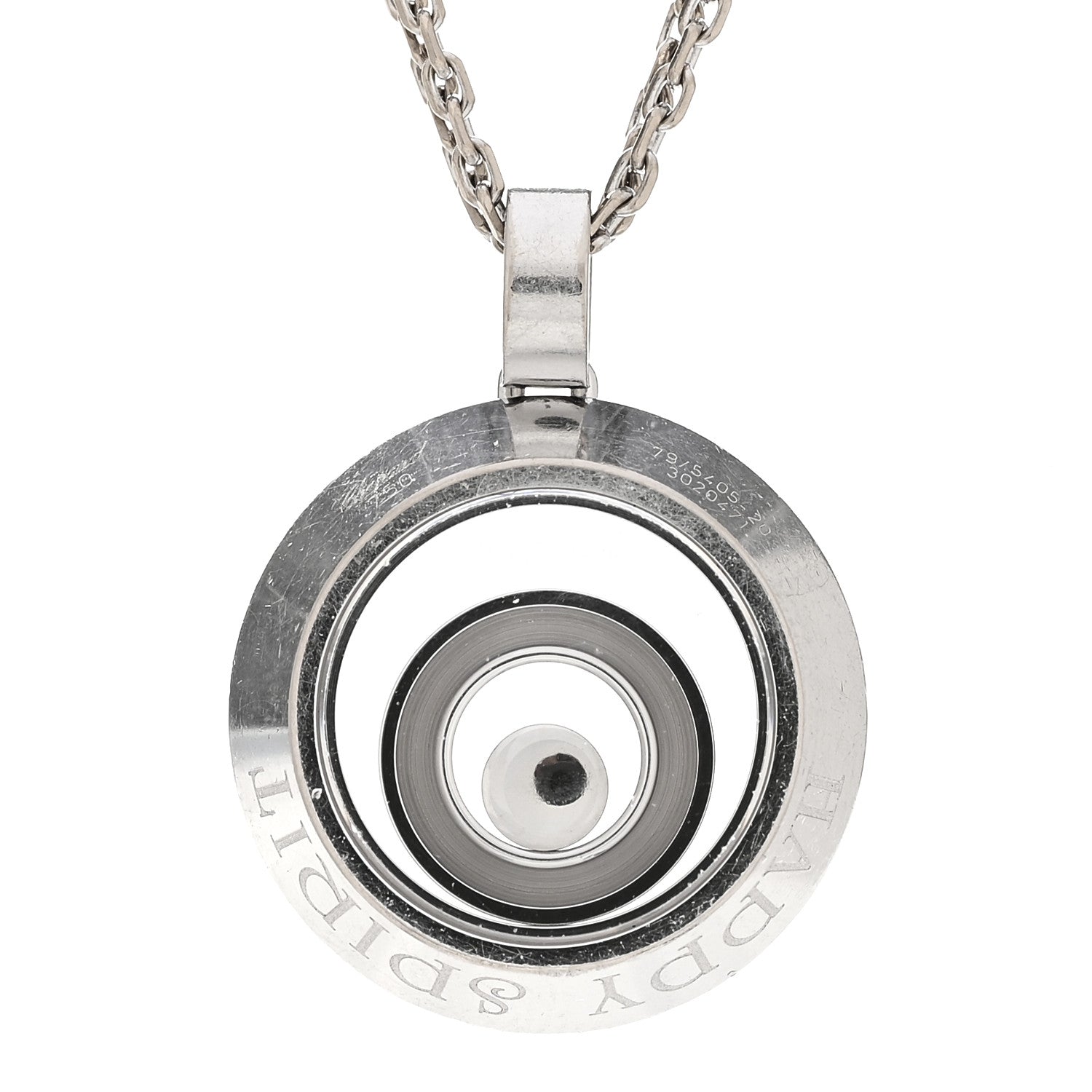 Chopard 18K White Gold Diamond Happy Spirit Pendant Necklace 6 of 6