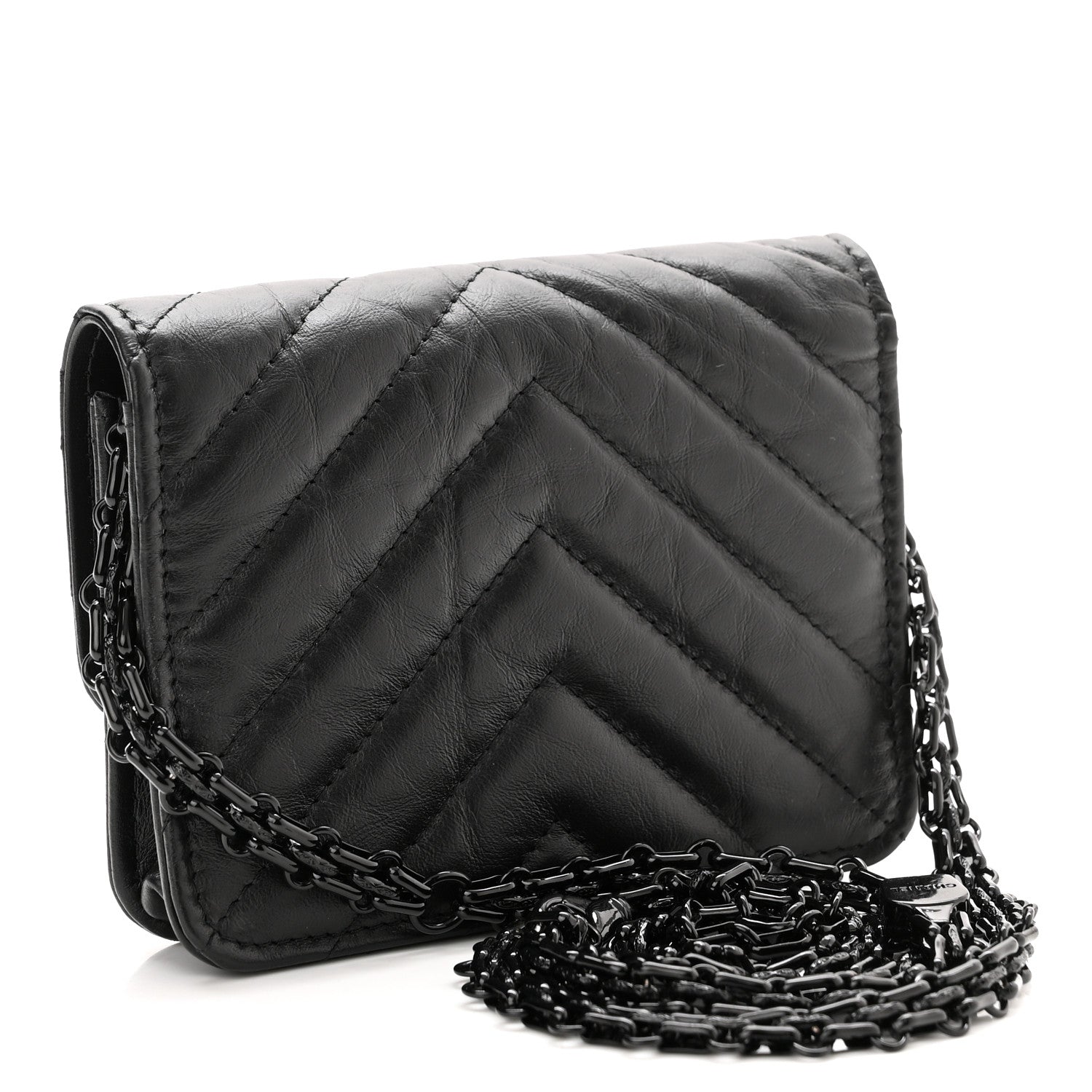 Chanel Aged Calfskin Chevron Quilted Reissue Belt Bag Black 2 of 11