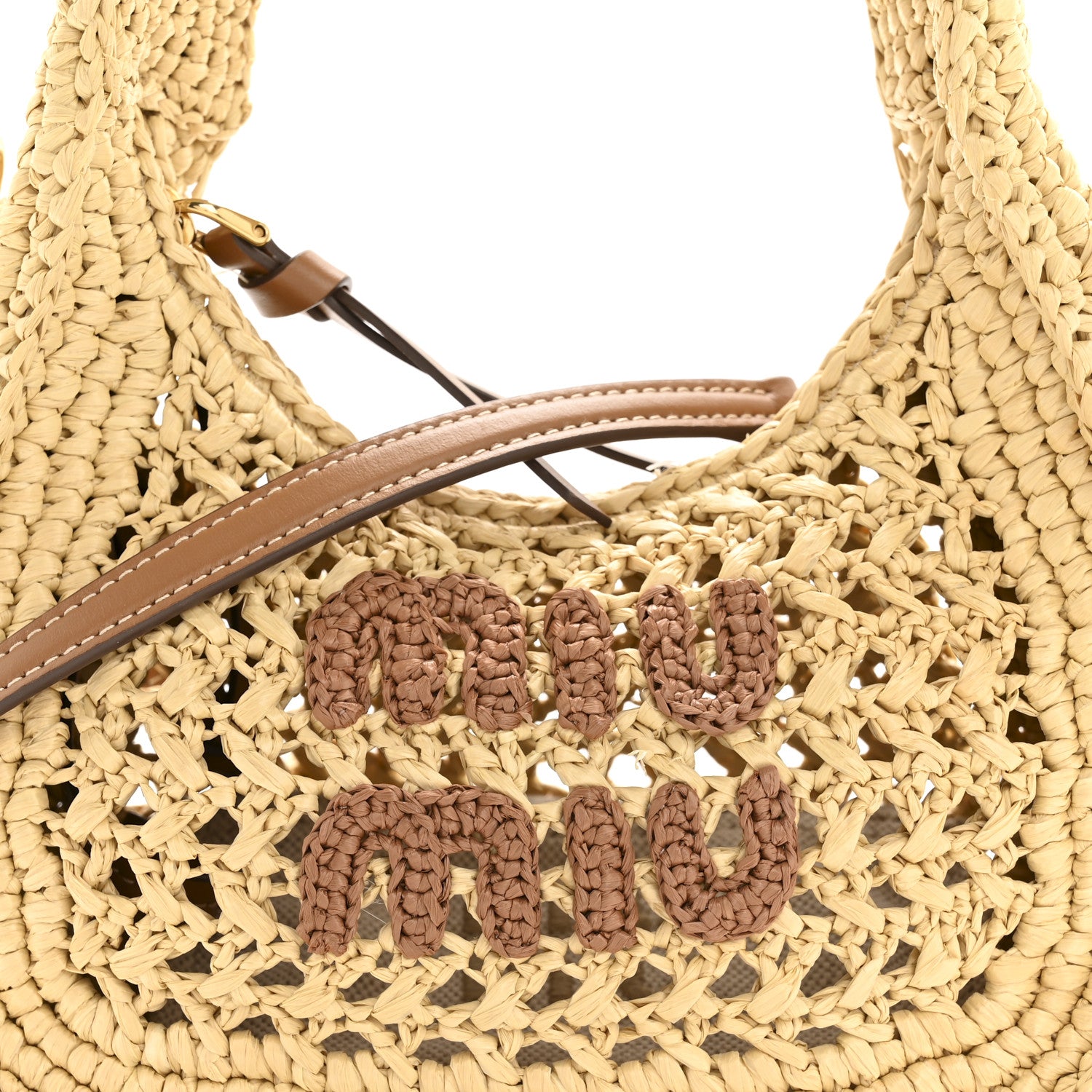 Miu Miu Fabric Crochet Wander Hobo Beige Khaki 9 of 12