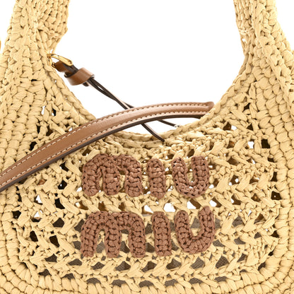 Miu Miu Fabric Crochet Wander Hobo Beige Khaki 9 of 12