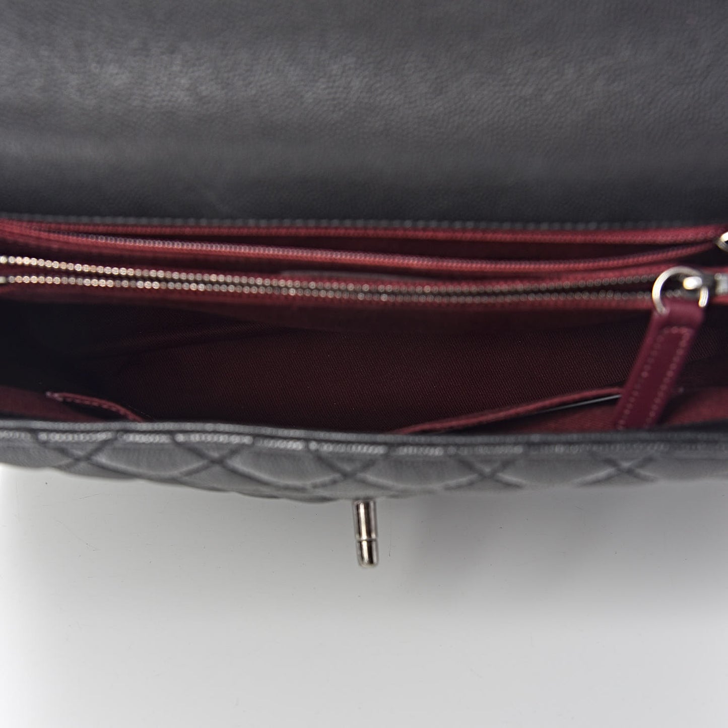 Caviar Quilted Large Coco Handle Flap Black