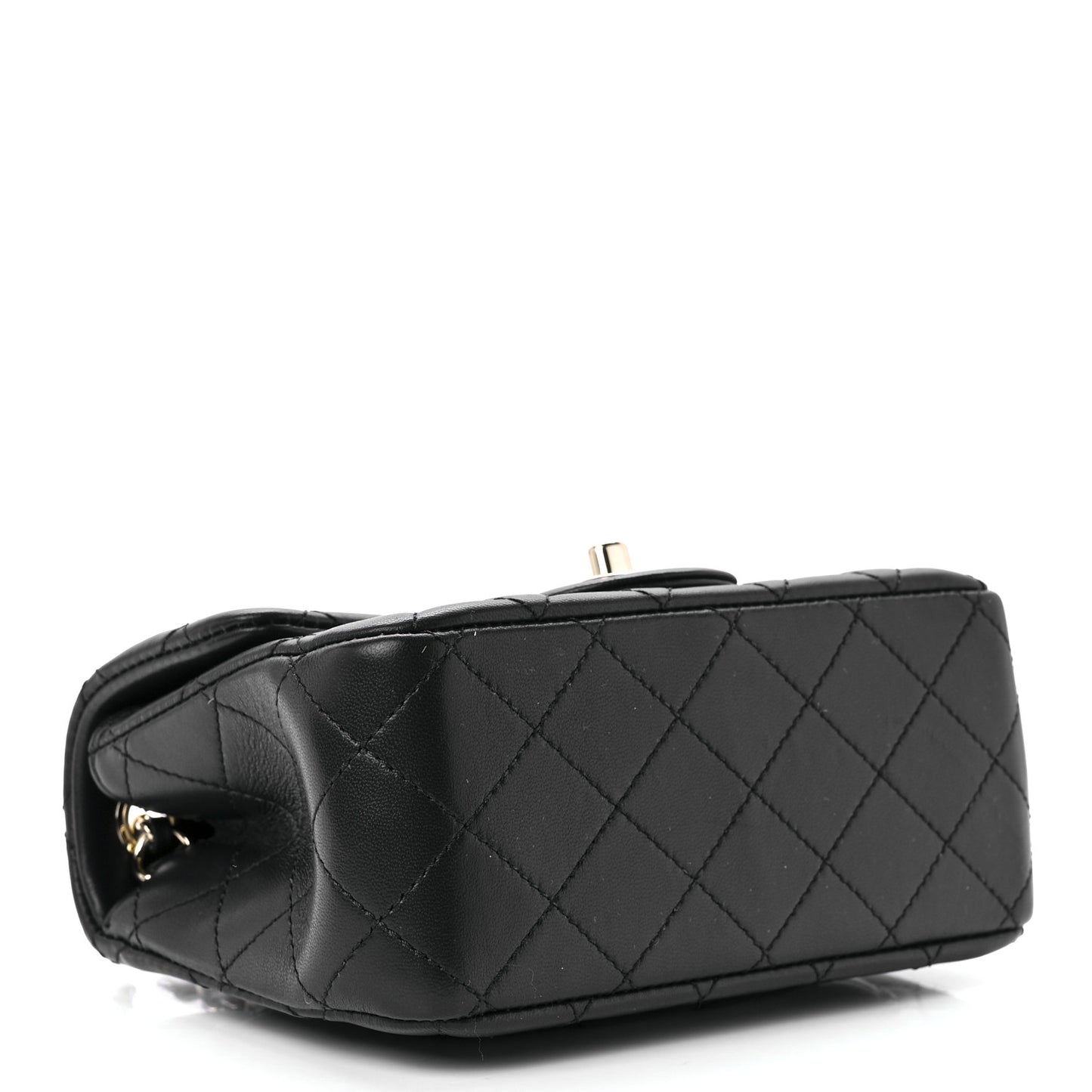 Lambskin Quilted Enamel Mini Pearl Crush Flap Black