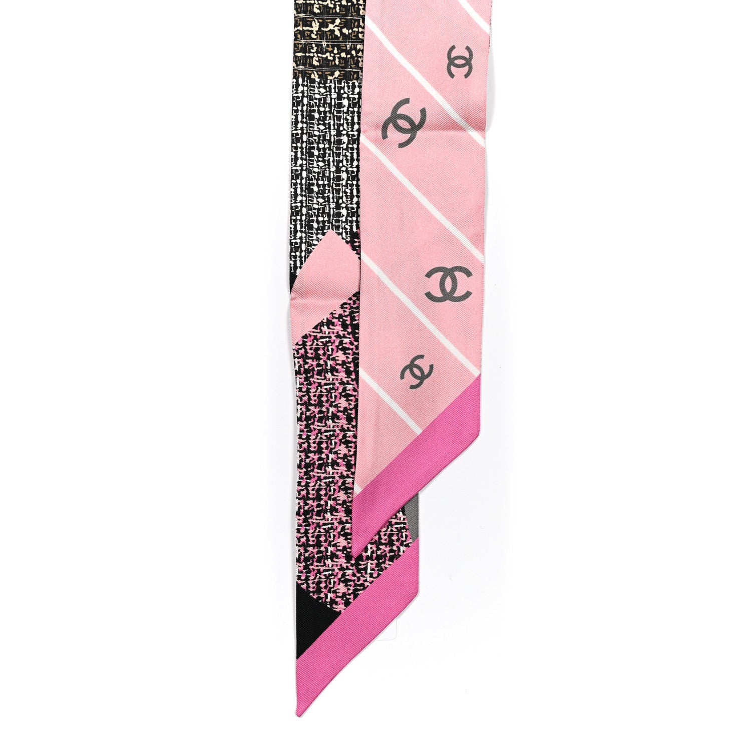 Chanel Silk Twill Slim Bandeau Scarf Pink Grey Light Pink 2 of 4