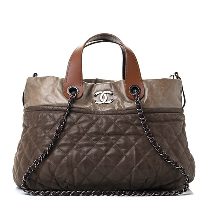 Chanel Iridescent Calfskin Quilted Small In The Mix Tote Khaki 1 of 4