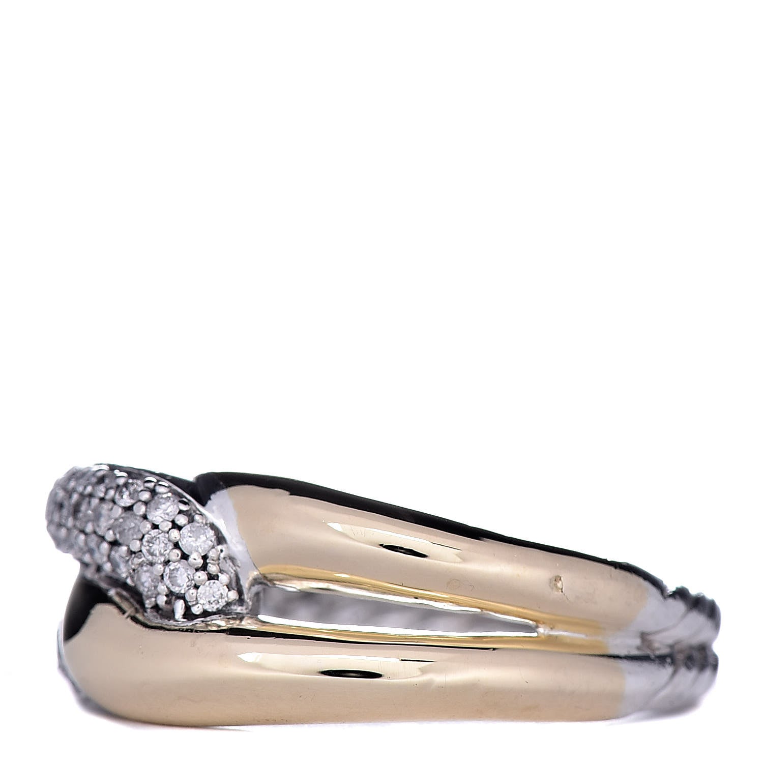 David Yurman Sterling Silver 18K Yellow Gold Diamond Pave Single Loop Labyrinth Ring 56 7.75 3 of 5