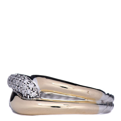 David Yurman Sterling Silver 18K Yellow Gold Diamond Pave Single Loop Labyrinth Ring 56 7.75 3 of 5