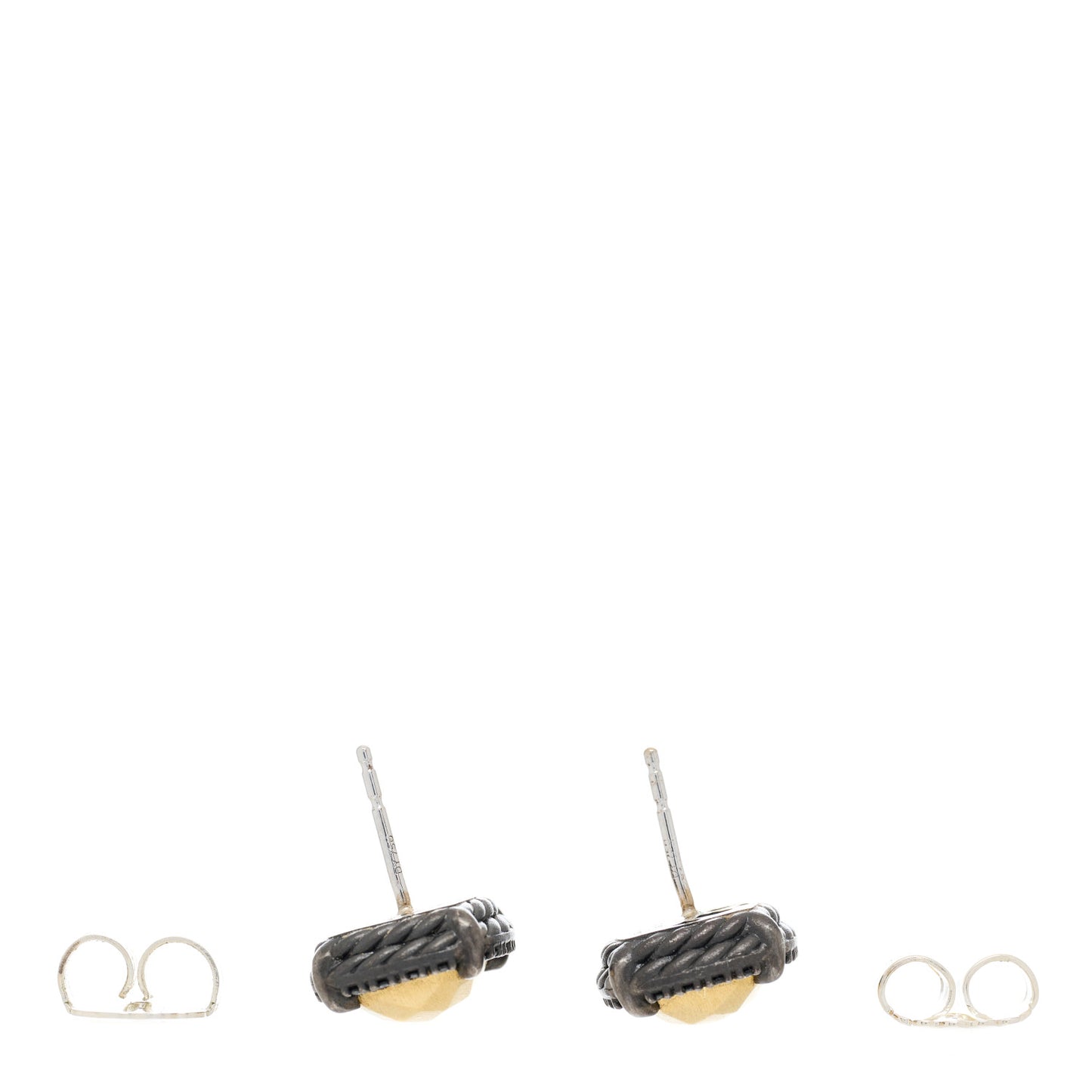18K Yellow Gold Sterling Silver Black Diamond 9mm Chatelaine Bezel Earrings