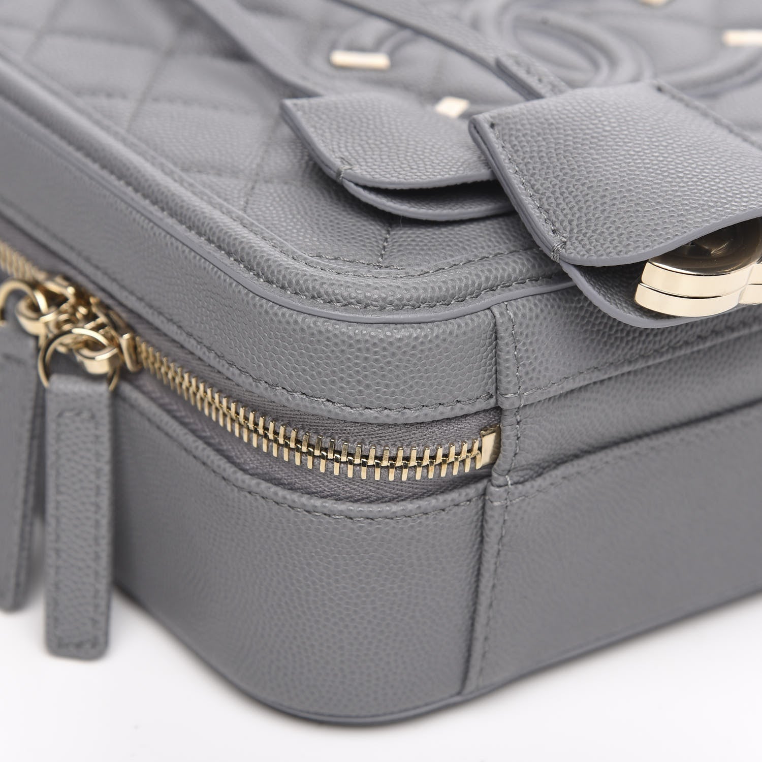 Chanel Caviar Quilted Medium CC Filigree Vanity Case Grey 7 of 9