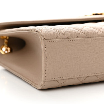 Saint Laurent Grain De Poudre Mixed Matelasse Large Triquilt Monogram Satchel Dark Beige 9 of 10