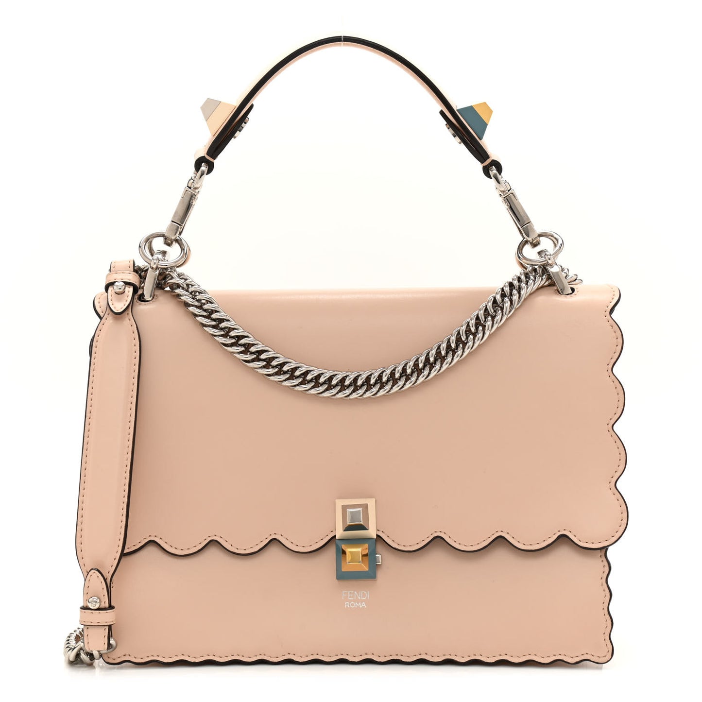 Vitello Liberty Scalloped Studded Kan I Shoulder Bag Plaster