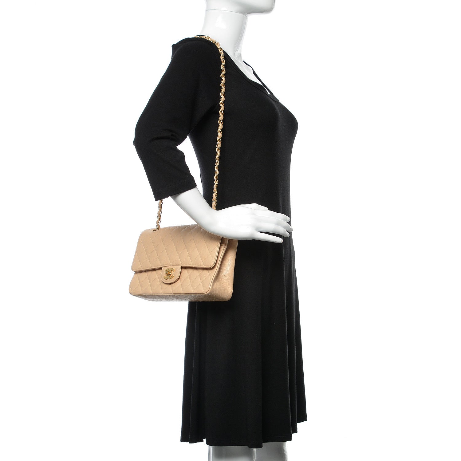 Chanel Caviar Quilted Medium Double Flap Beige Clair 3 of 11