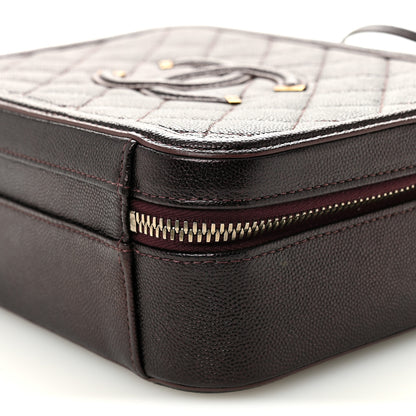 Chanel Iridescent Caviar Quilted Medium CC Filigree Vanity Case Burgundy 10 of 10