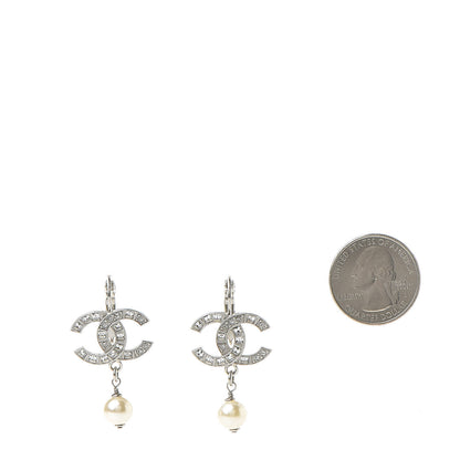 Chanel Baguette Crystal Pearl CC Drop Earrings Silver 2 of 4