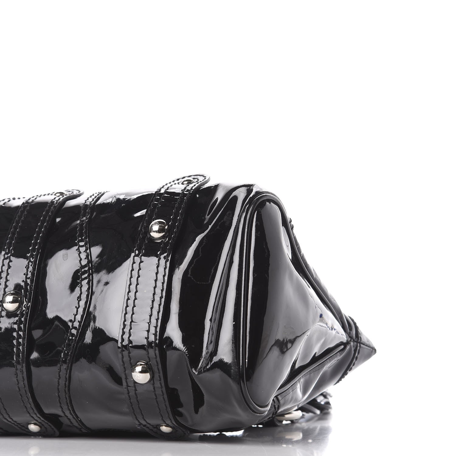 Valentino Garavani Patent Crystal Catch Satchel Black 7 of 9