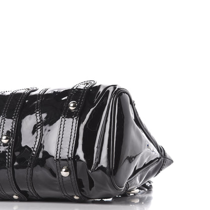 Valentino Garavani Patent Crystal Catch Satchel Black 7 of 9