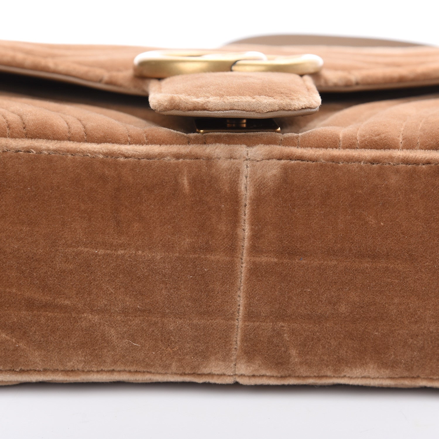 Gucci Velvet Matelasse Small GG Marmont Shoulder Bag Taupe 10 of 10