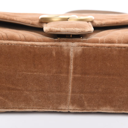 Gucci Velvet Matelasse Small GG Marmont Shoulder Bag Taupe 10 of 10