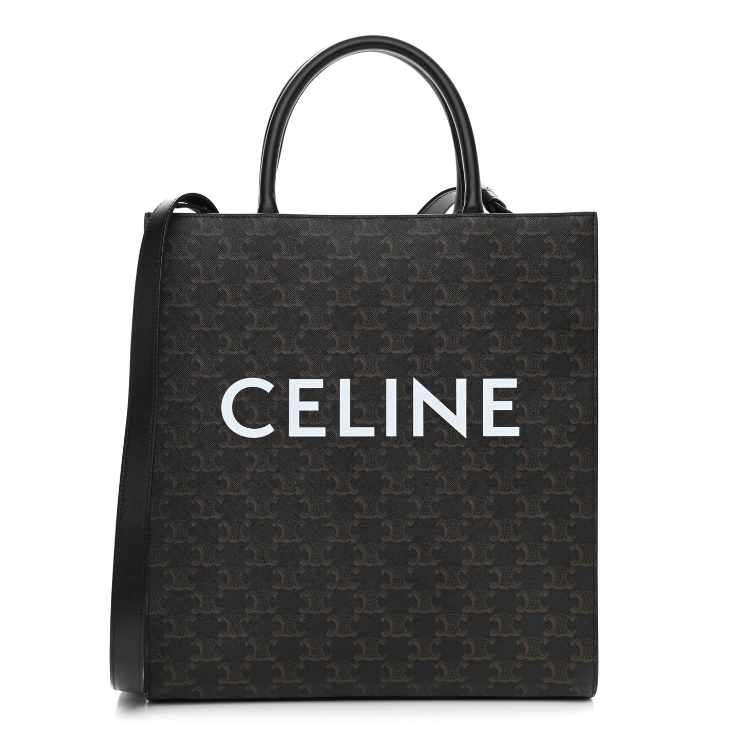 Triomphe Canvas Calfskin Medium Vertical Cabas Black