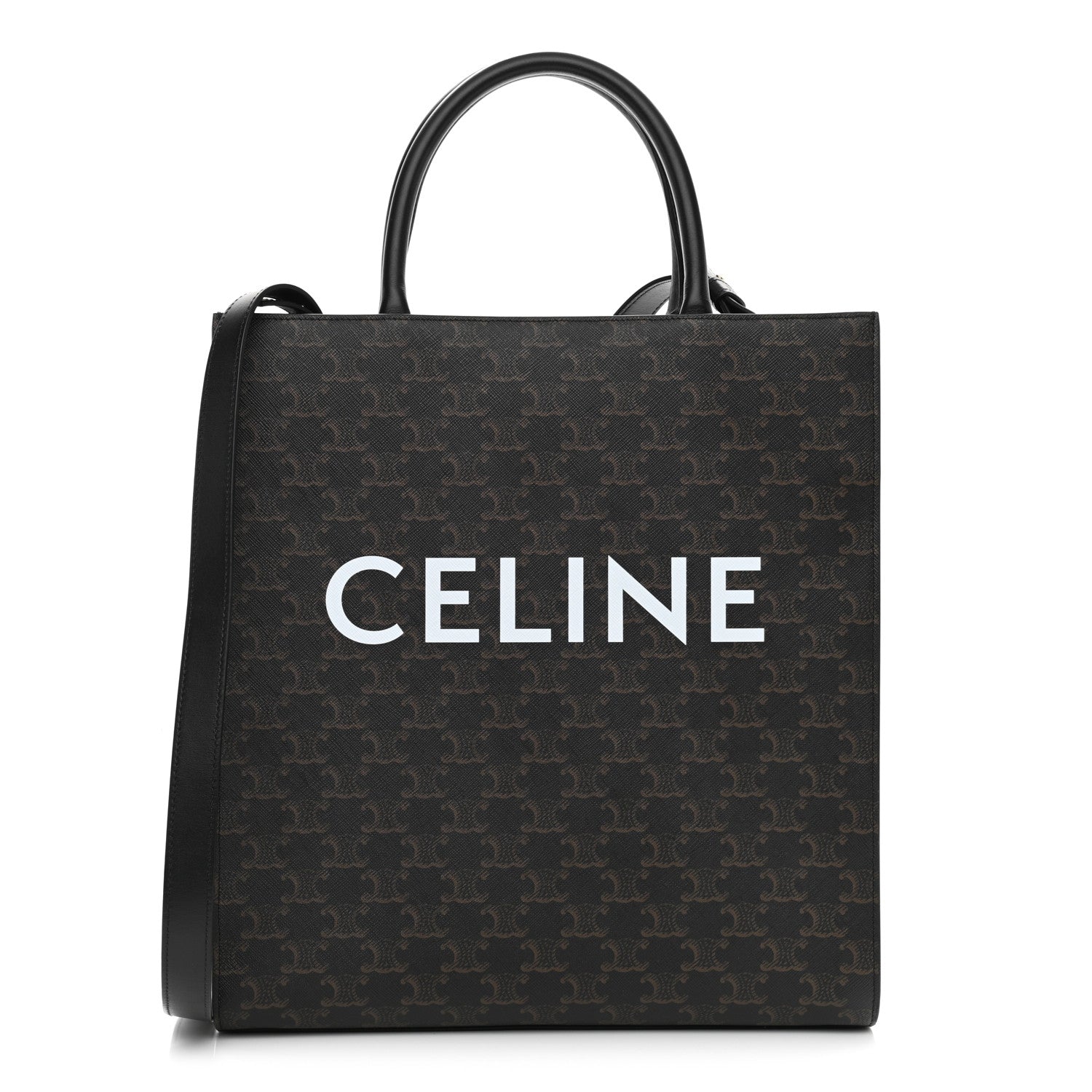 Celine Triomphe Canvas Calfskin Medium Vertical Cabas Black 1 of 11