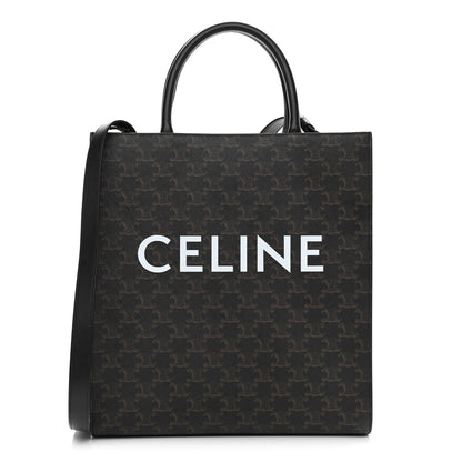 Celine Triomphe Canvas Calfskin Medium Vertical Cabas Black 1 of 11