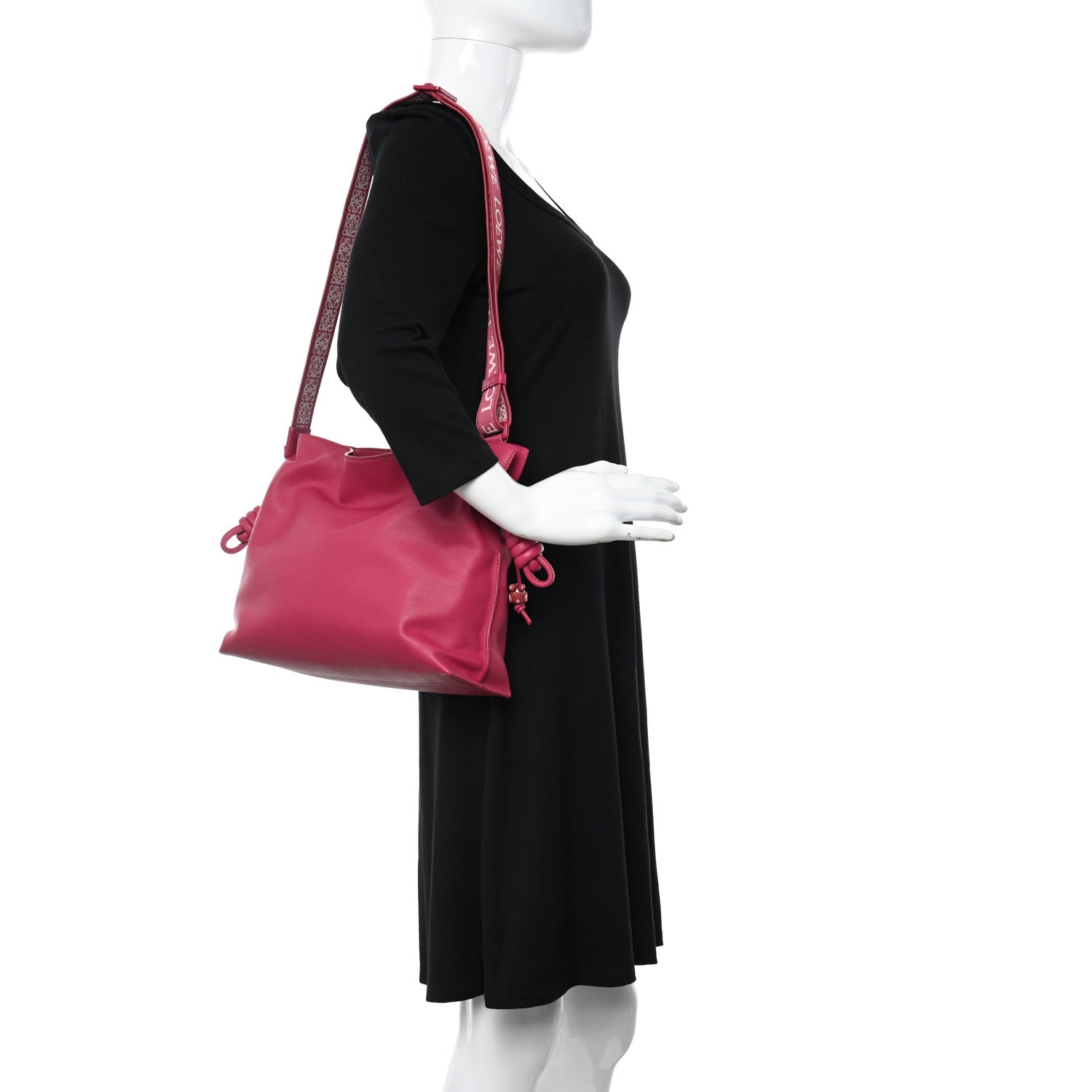 Loewe Satin Calfskin Monochrome Flamenco Knot Clutch Ruby Red Glaze 2 of 9