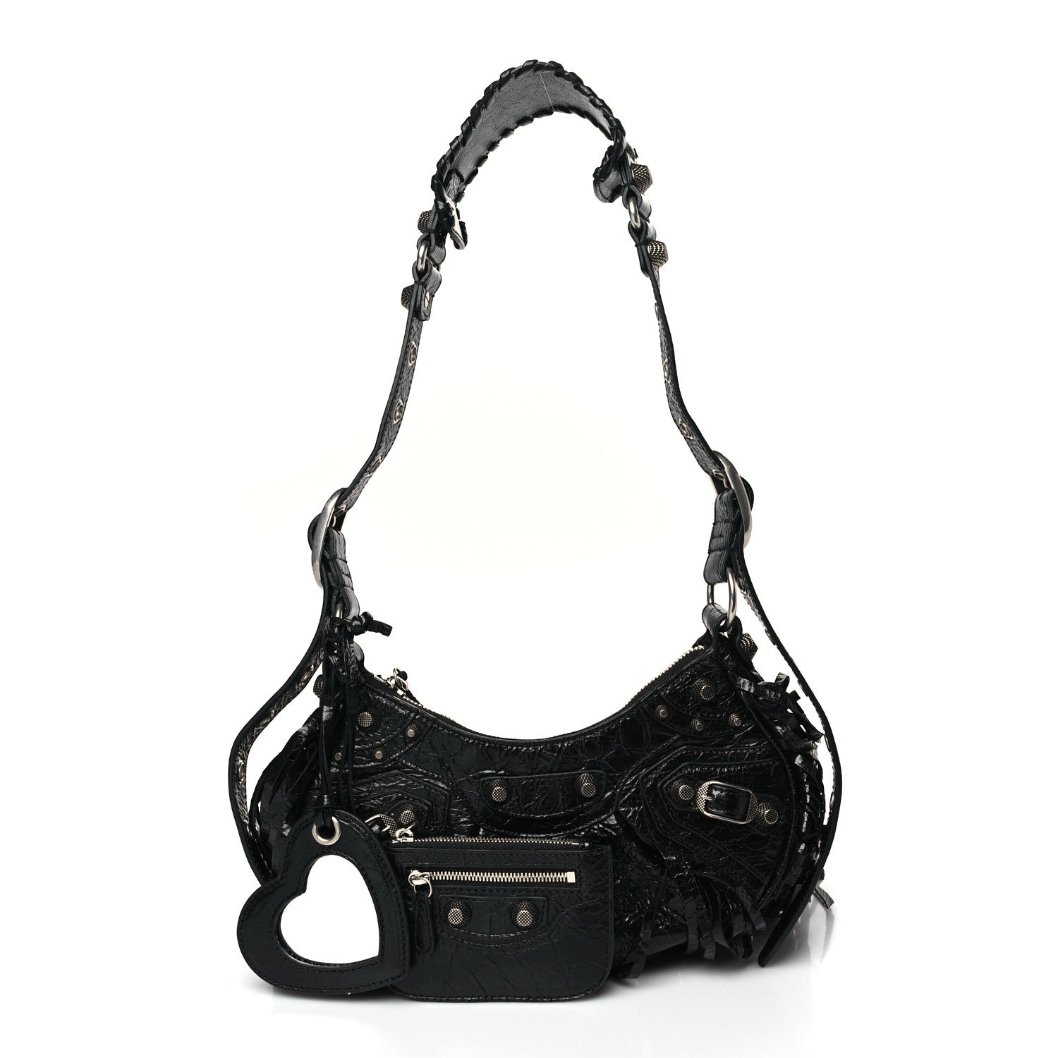 Balenciaga Agneau Arena Le Cagole Fringe Shoulder Bag XS Black 1 of 10