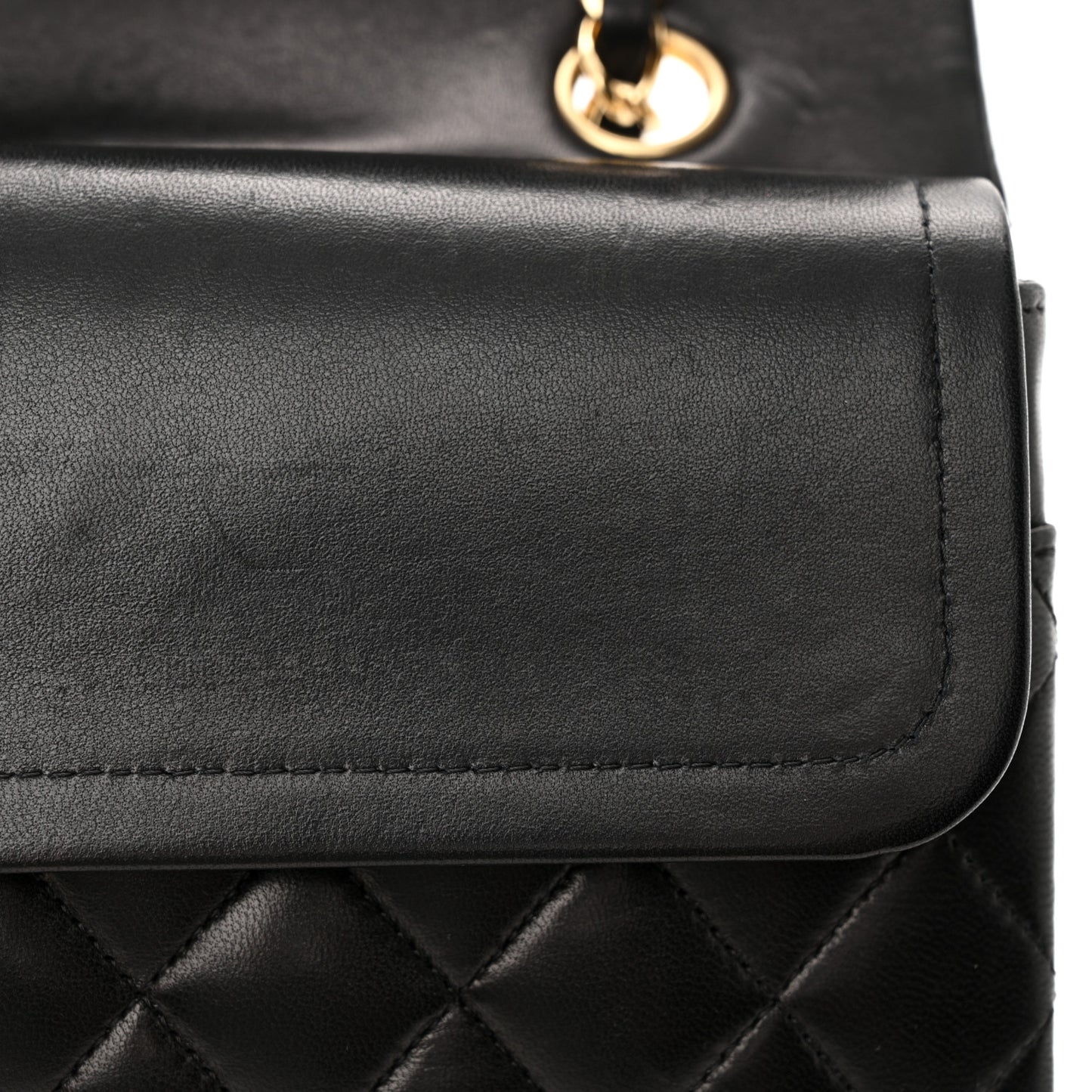 Lambskin Quilted Medium Double Flap Black