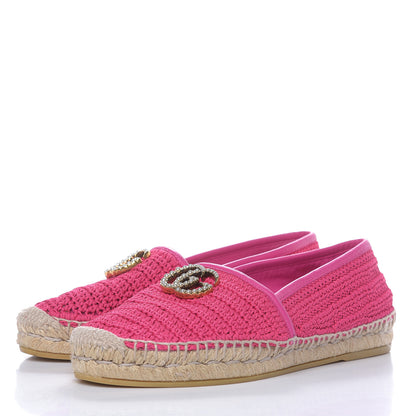 Gucci Cotton Crochet Pearly GG Marmont Espadrilles 37 Cyclamen Rose 3 of 9