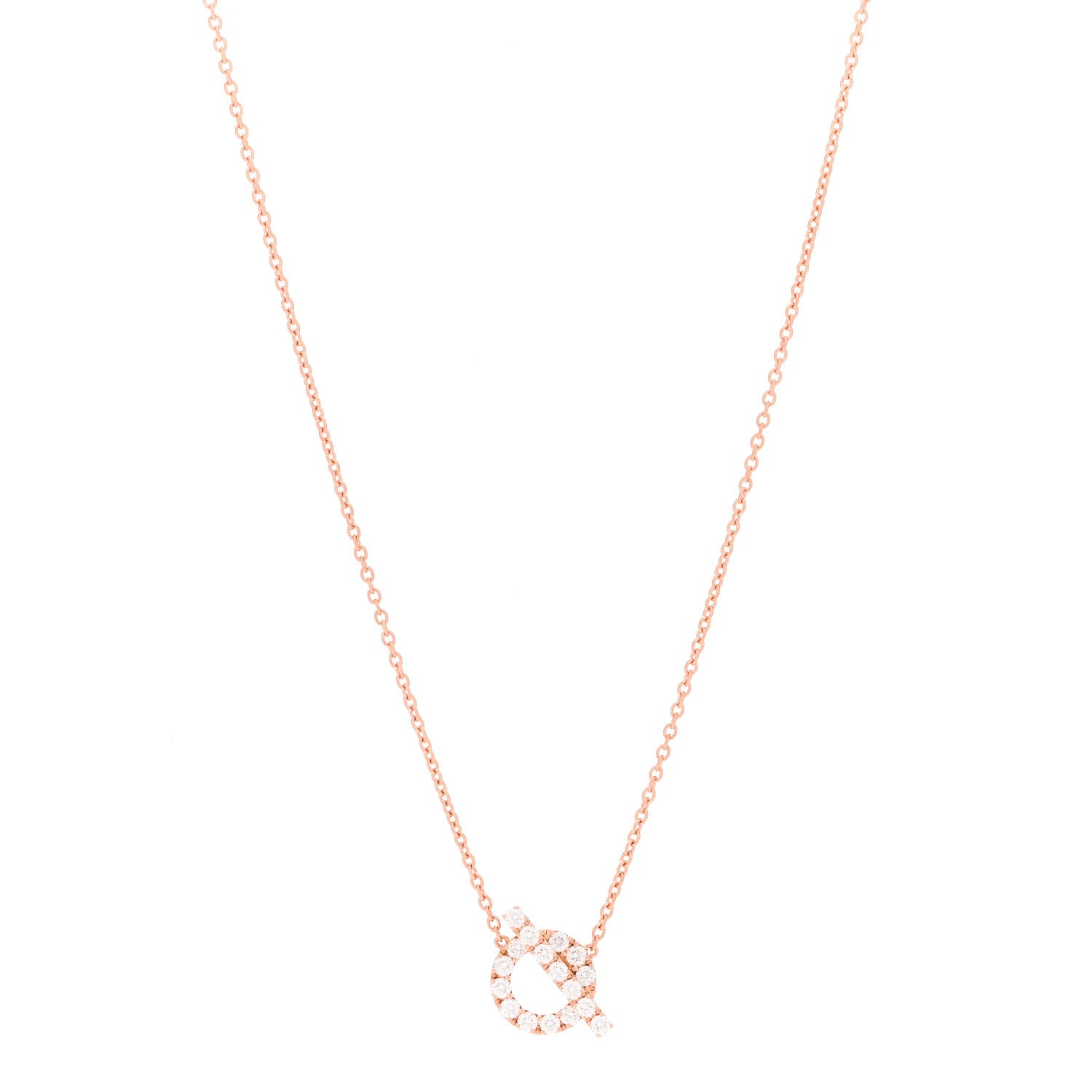 Hermes 18K Rose Gold Diamond Finesse Pendant Necklace 1 of 5