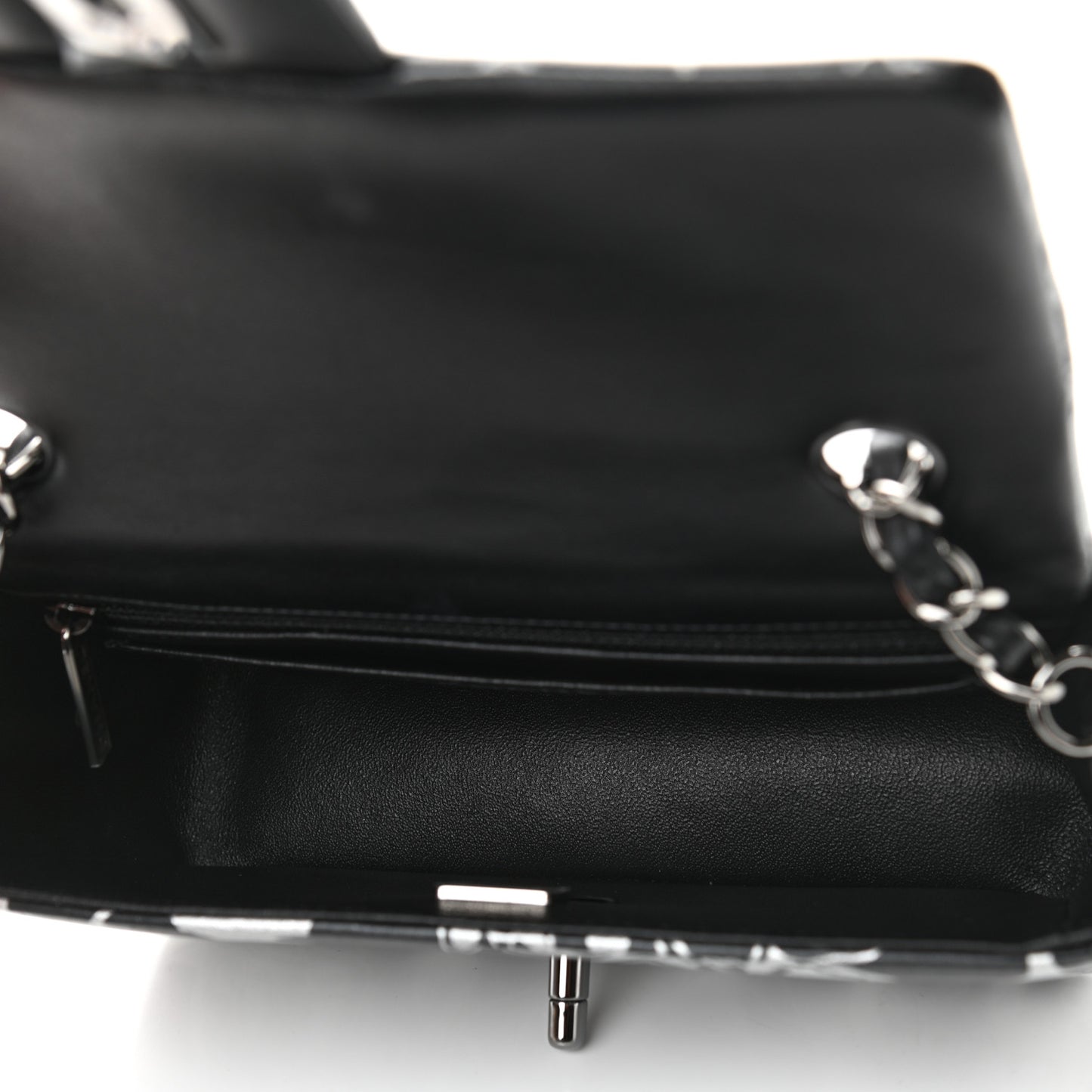 Lambskin Printed Mini Rectangular Flap Black Silver