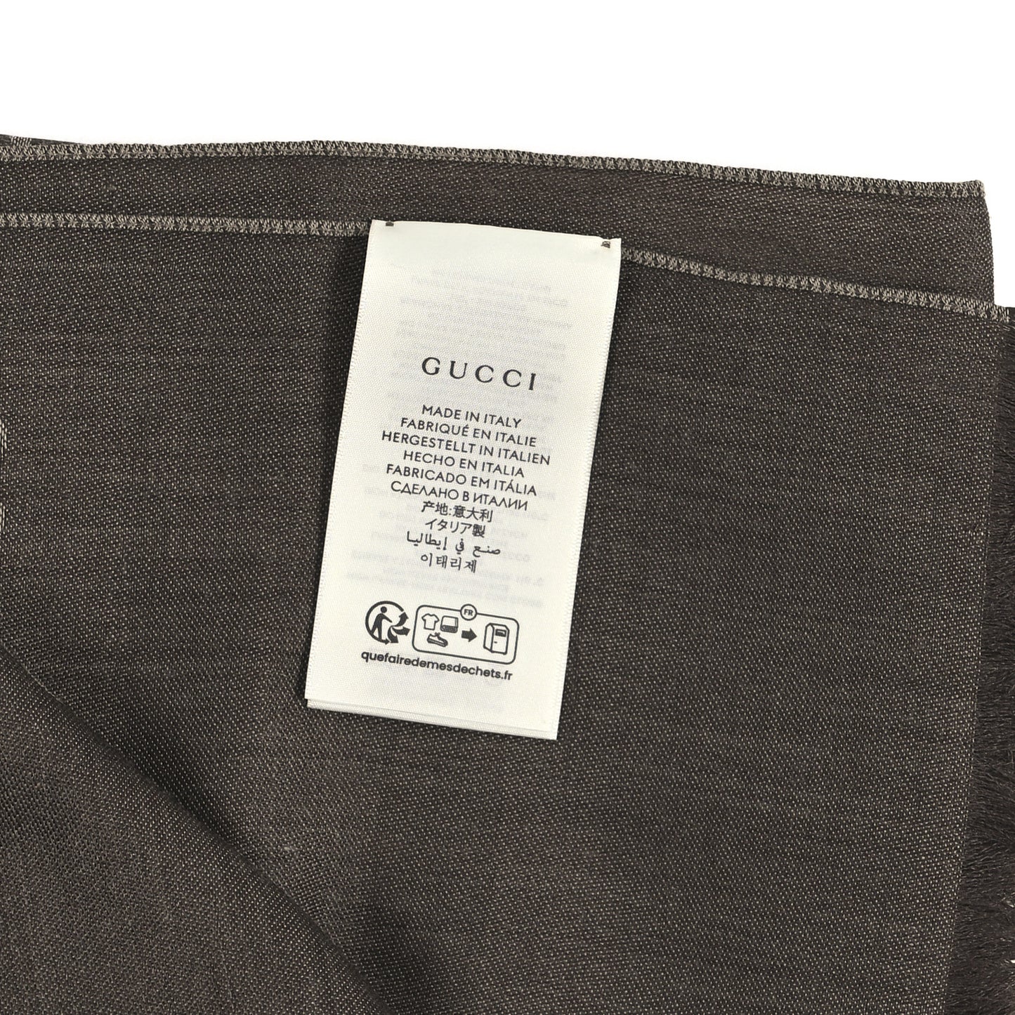 Wool Silk GG Monogram GGNat Scarf Rope Dark Brown