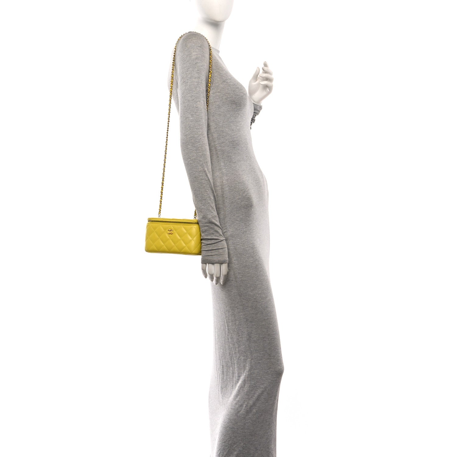 Chanel Lambskin Quilted Small Pearl Crush Vanity Case With Chain Yellow 2 of 10