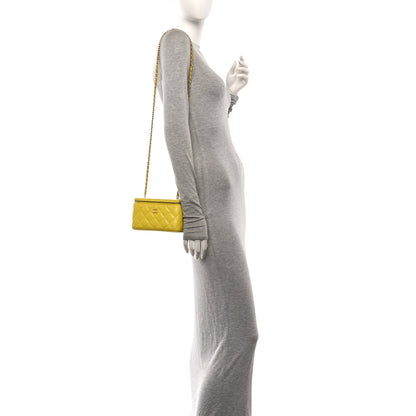 Chanel Lambskin Quilted Small Pearl Crush Vanity Case With Chain Yellow 2 of 10