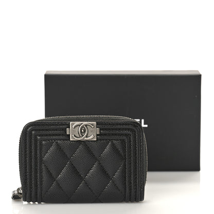 Chanel Caviar Quilted Boy Zip Around Coin Purse Wallet Black 10 of 10