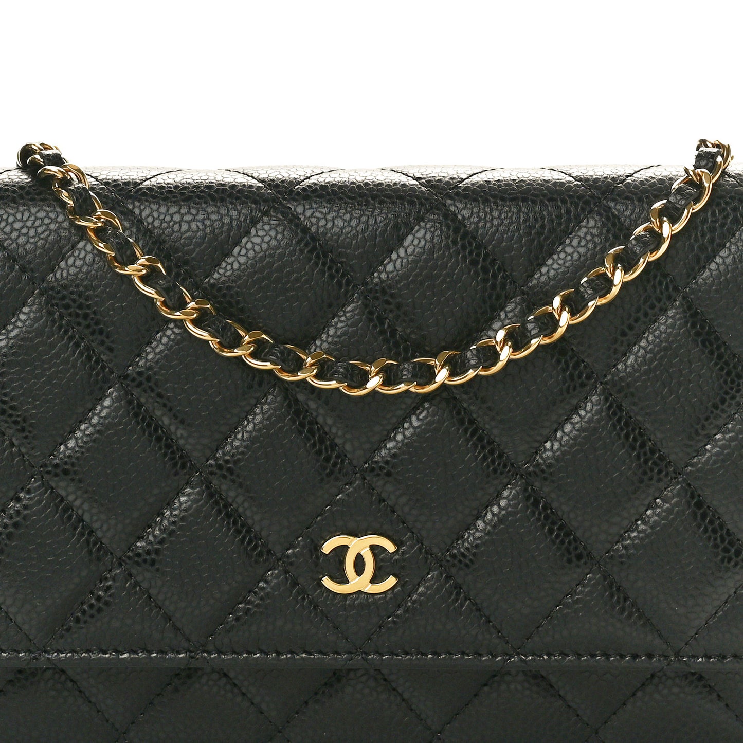 Caviar Quilted Wallet On Chain WOC Black