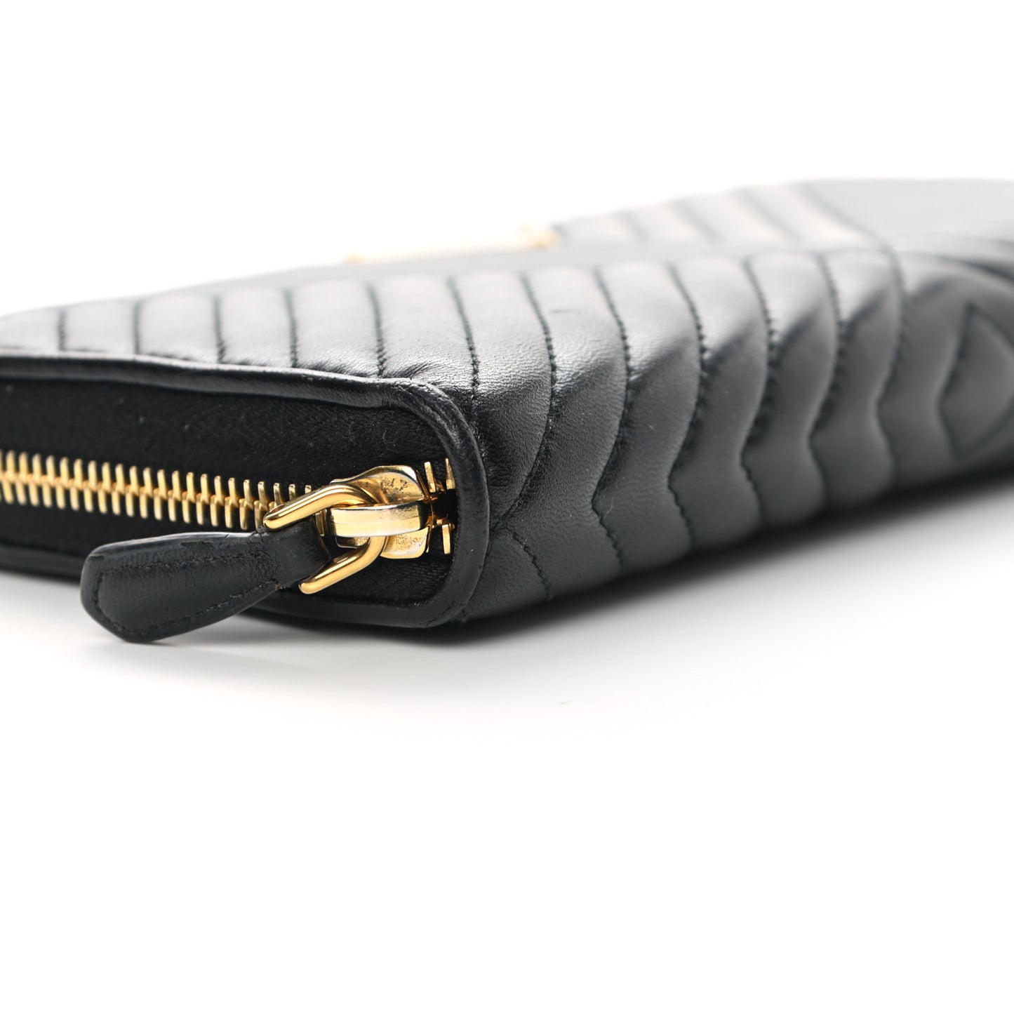 Nappa Impunture Zip Around Wallet Black