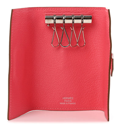 Hermes Chevre Mysore Bearn Multicles 4 Key Holder Rose Lipstick 5 of 9