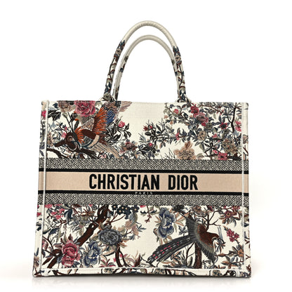 Christian Dior Canvas Embroidered Large Jardin D'Hiver Book Tote Latte Multicolor 1 of 9