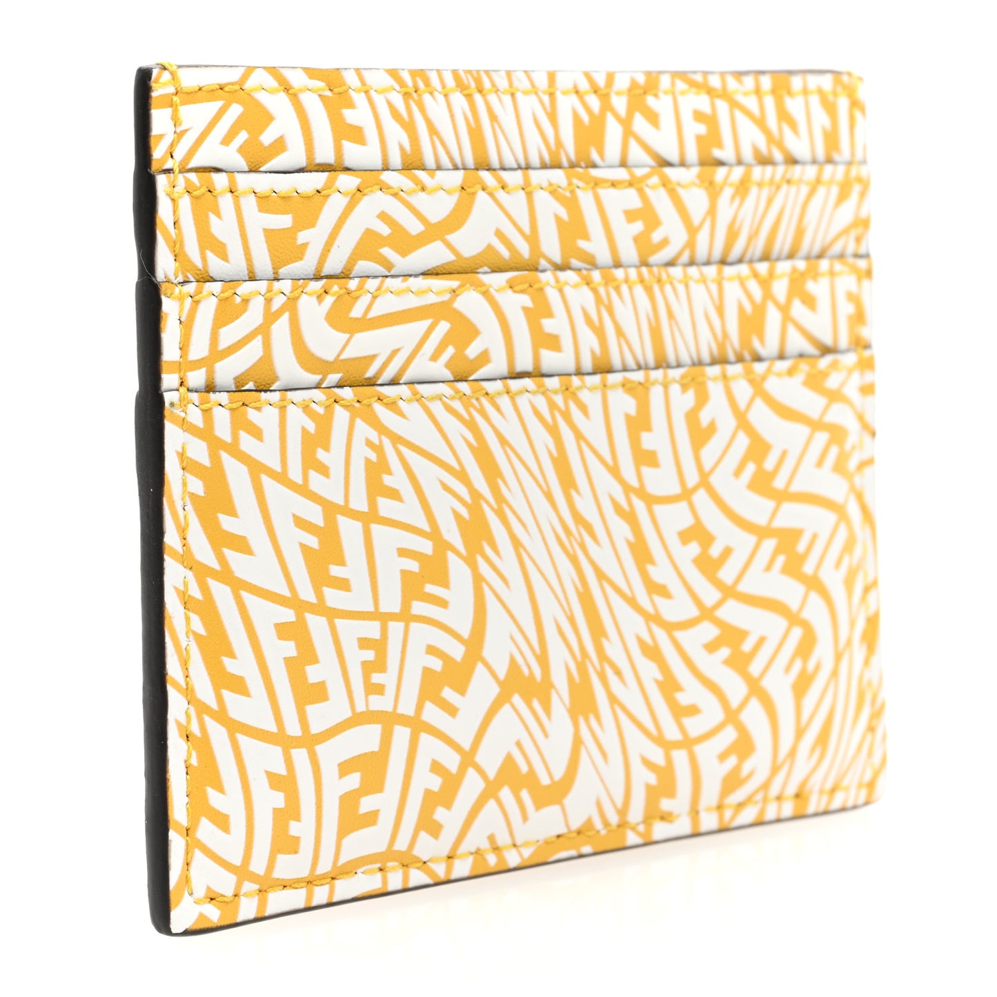 X SARAH COLEMAN Vitello Liberty Ceylon F is Fendi Micro FF Vertigo Embossed Card Holder Mimosa White