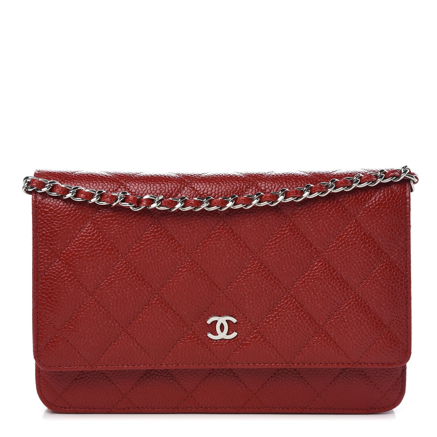 Chanel Caviar Quilted Wallet on Chain WOC Red 1 of 8