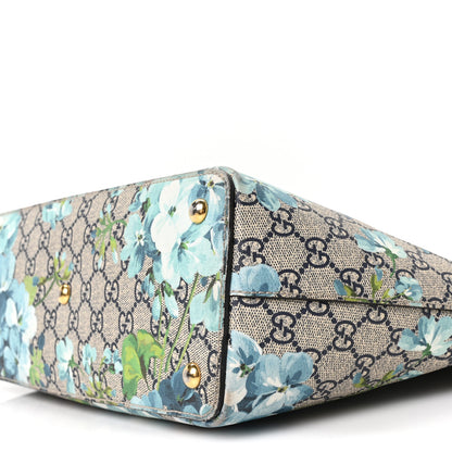 Gucci GG Supreme Monogram Blooms Medium Zippered Bucket Tote Beige Blue Navy Hibiscus Red 10 of 10