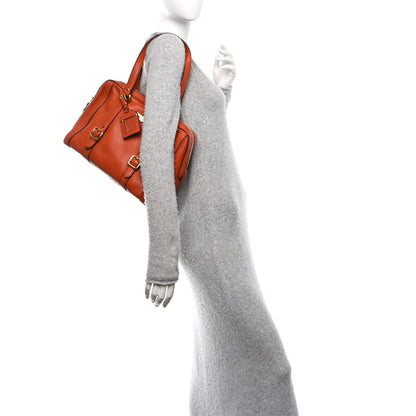 Prada Vitello Daino Buckle Satchel Orange 2 of 9