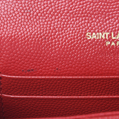 Saint Laurent Grain De Poudre Matelasse Chevron Small Monogram Envelope Wallet Rouge Eros 7 of 11