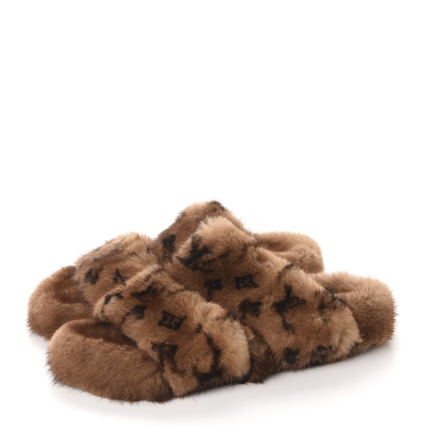 Louis Vuitton Mink Fur Bom Dia Slippers 37 Cognac 3 of 10