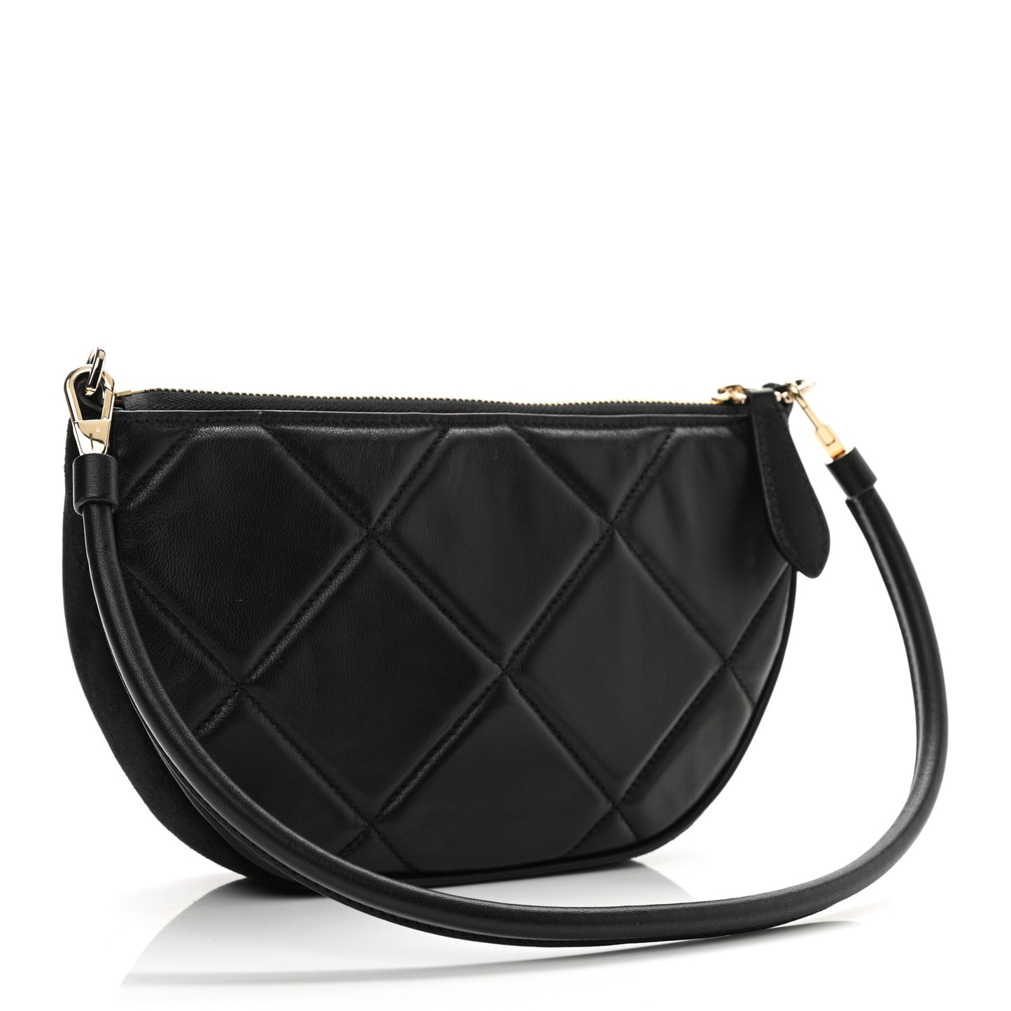 Smooth Calfskin Argyle Quilted Olympia Pouch Black