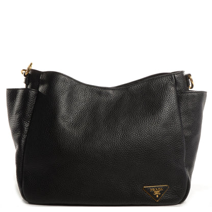 Prada Vitello Daino Side Pocket Hobo Nero Black 1 of 9